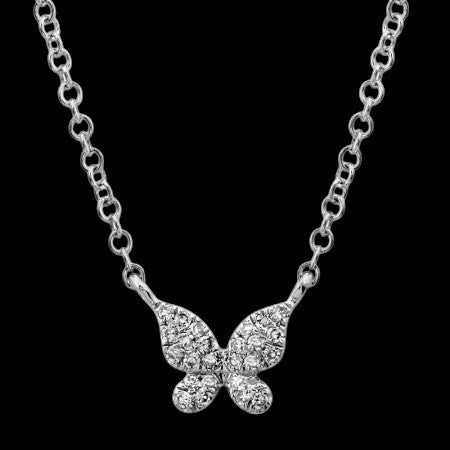 14K YELLOW GOLD DIAMOND BUTTERFLY NECKLACE