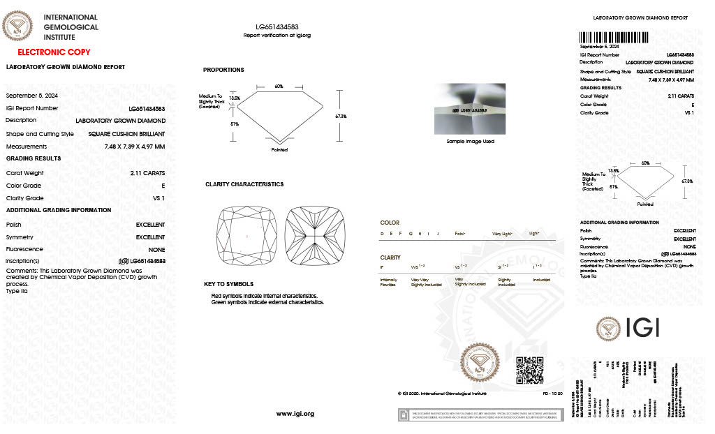14K WHITE GOLD LAB DIAMOND CUSHION CUT ENGAGEMENT RING 2.58CT