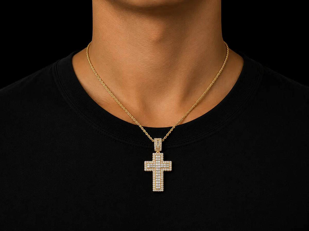 14K Yellow Gold Diamond Cross Pendant Angelica Jewellers