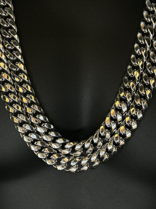 10K WHITE GOLD CUBAN LINK CHAIN 13mm