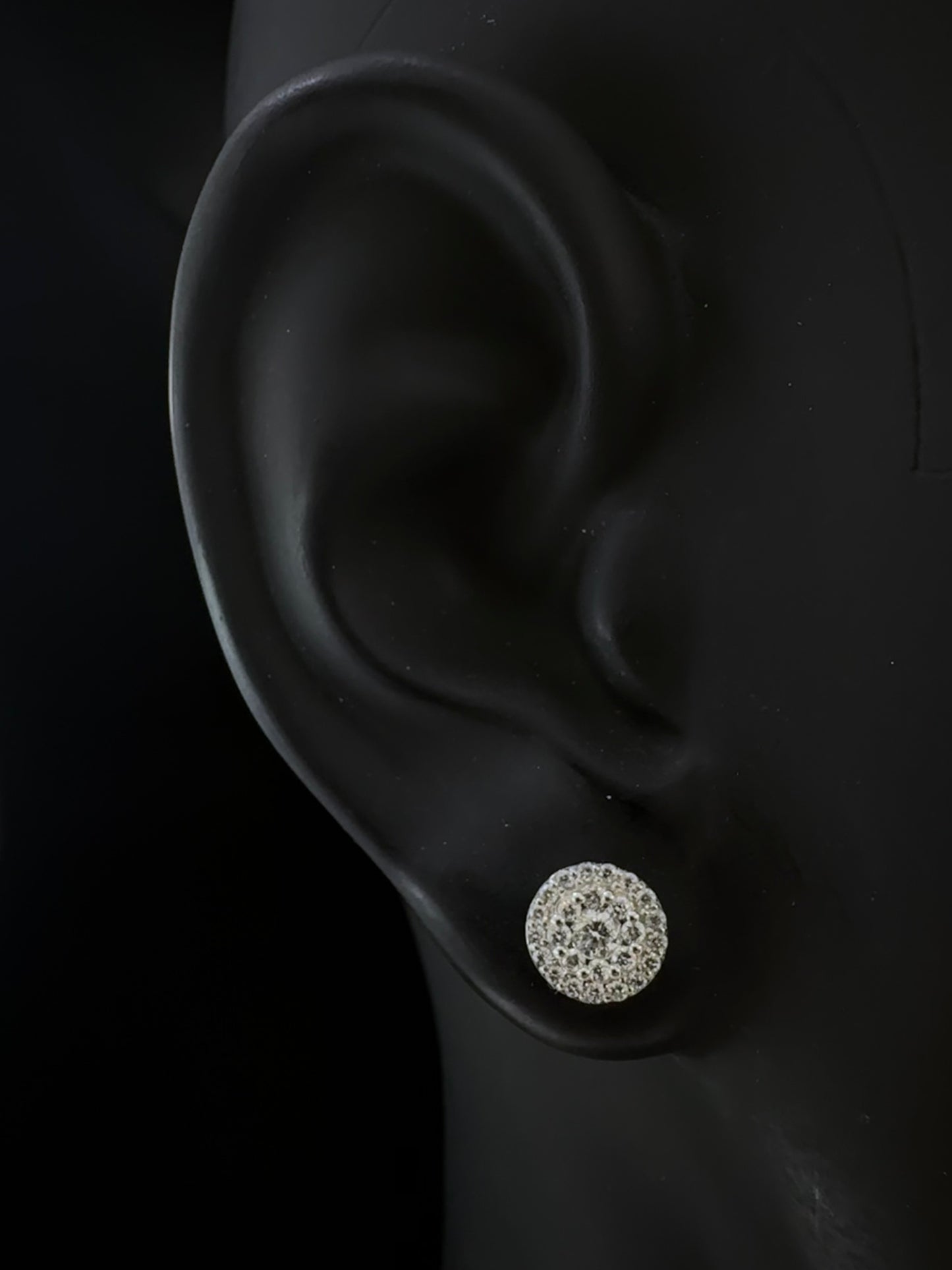 14K WHITE GOLD DIAMOND EARRINGS 8MM