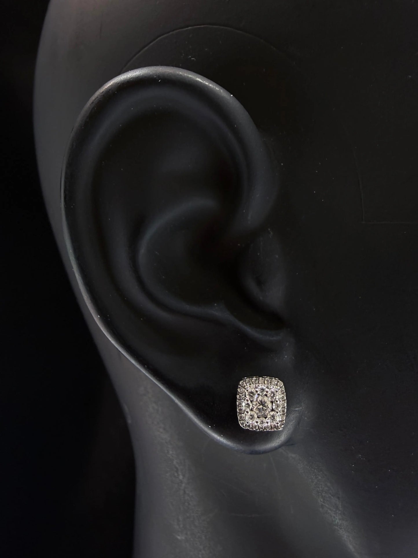 14K WHITE GOLD DIAMOND EARRINGS 7MM Angelica Jewellers