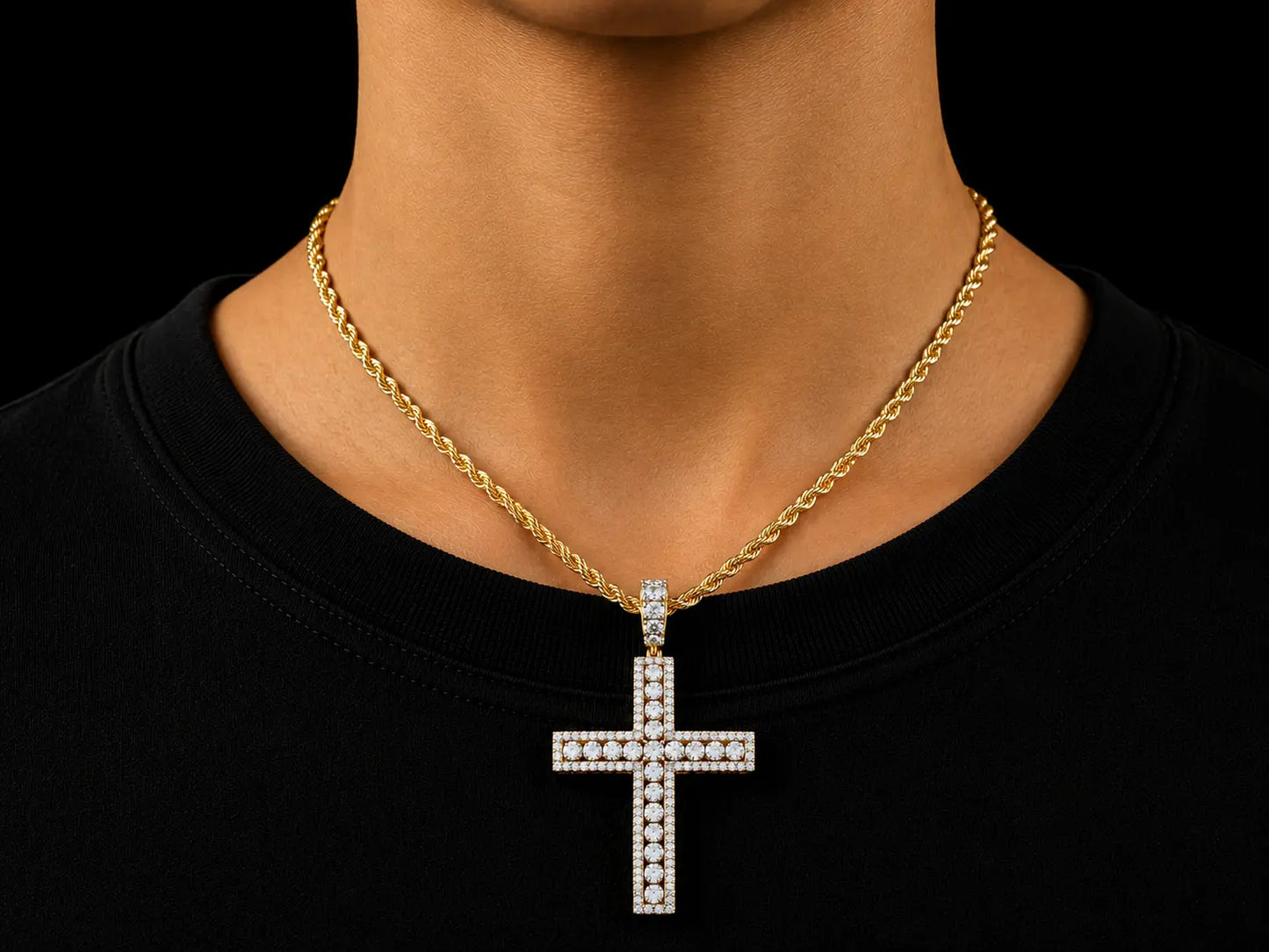 10K Yellow Gold Diamond Cross Pendant Angelica Jewellers