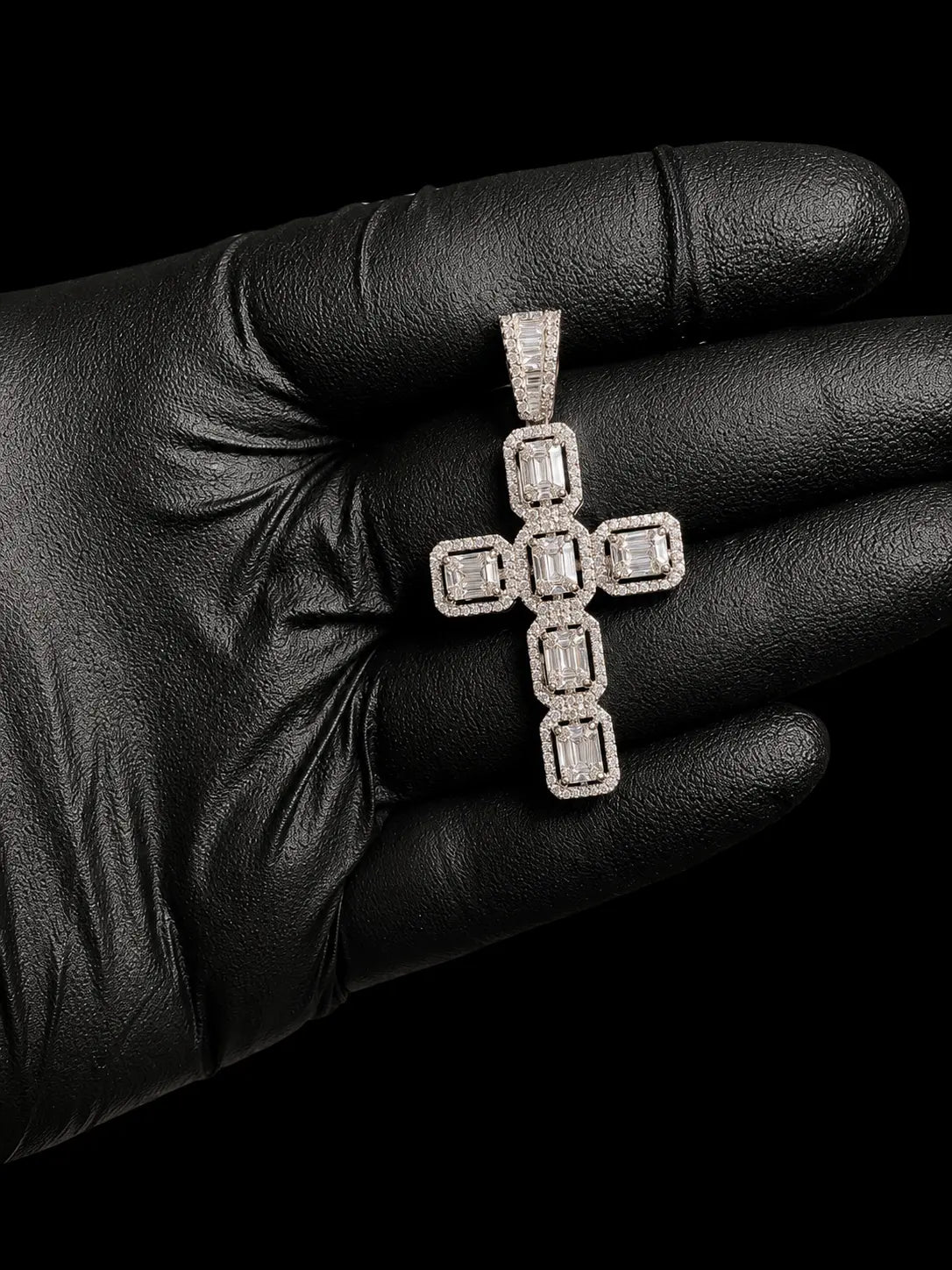 14K Gold Baguette Diamond Cross Pendant Angelica Jewellers