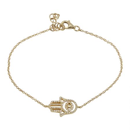 PULSERA DE ORO AMARILLO DE 14 K CON DIAMANTES Y FÁMSA