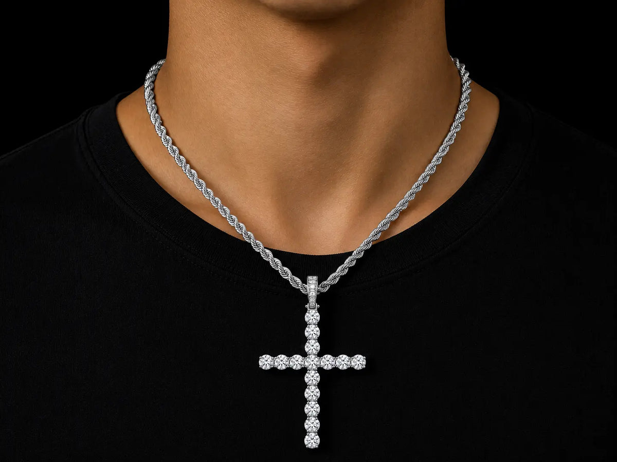 14K White Gold Diamond Cross Pendant Angelica Jewellers