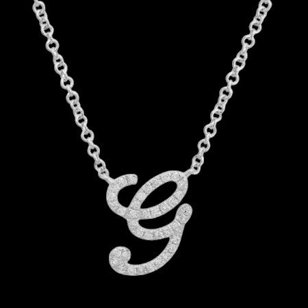 14K GOLD DIAMOND G INITIAL SCRIPT NECKLACE
