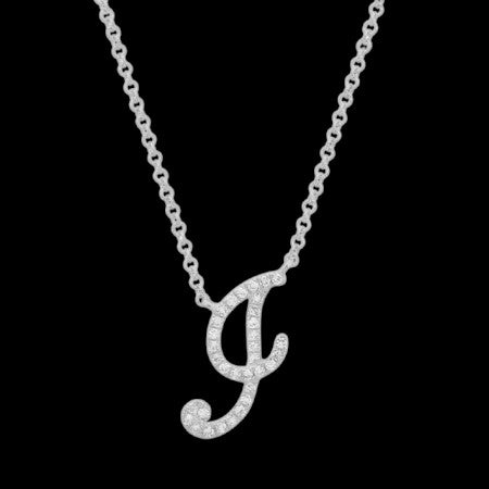 14K GOLD DIAMOND J INITIAL SCRIPT NECKLACE