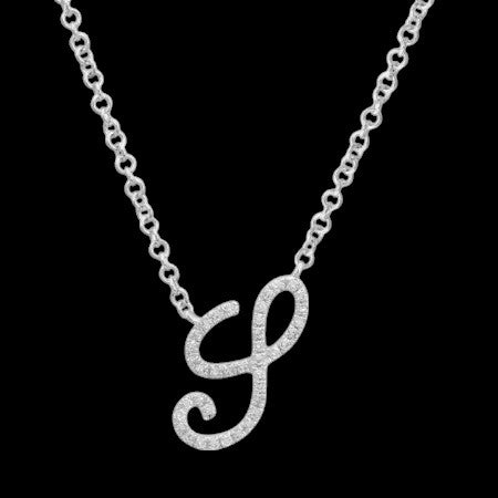 14K GOLD DIAMOND S INITIAL SCRIPT NECKLACE