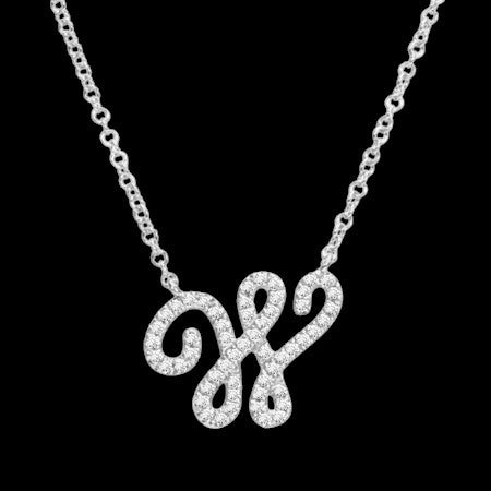 14K GOLD DIAMOND W INITIAL SCRIPT NECKLACE