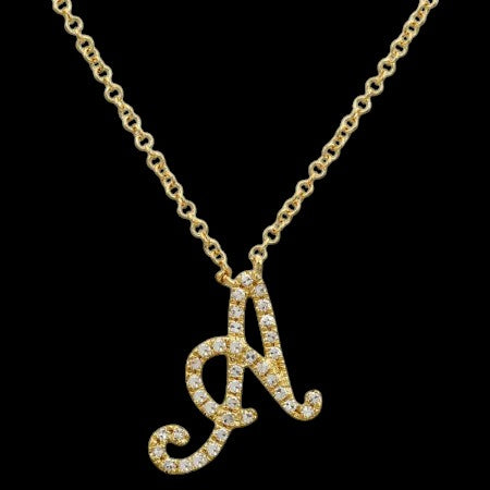 14K GOLD DIAMOND A INITIAL NECKLACE