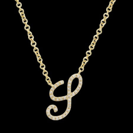 14K GOLD DIAMOND S INITIAL SCRIPT NECKLACE