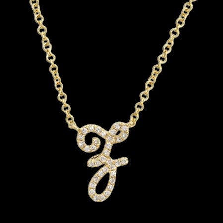 14K GOLD DIAMOND Z INITIAL SCRIPT NECKLACE