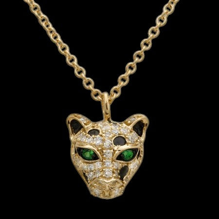 14K GOLD DIAMOND PANTHER NECKLACE