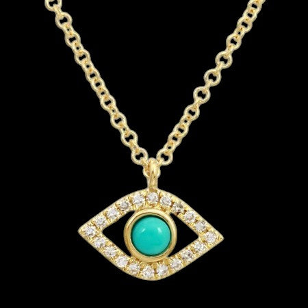 14K GOLD DIAMOND EYE NECKLACE