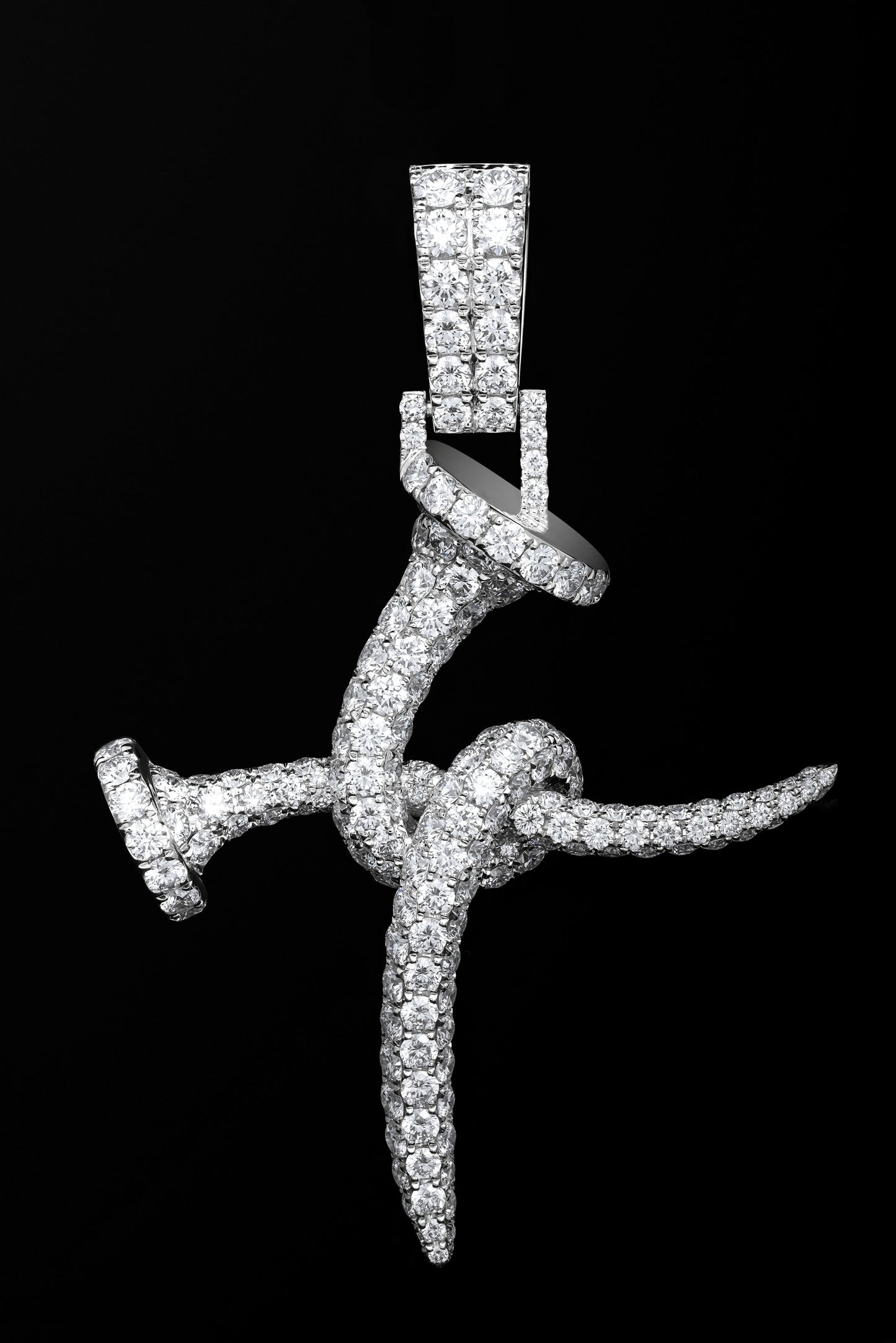 10K WHITE GOLD DIAMOND CROSS PENDANT