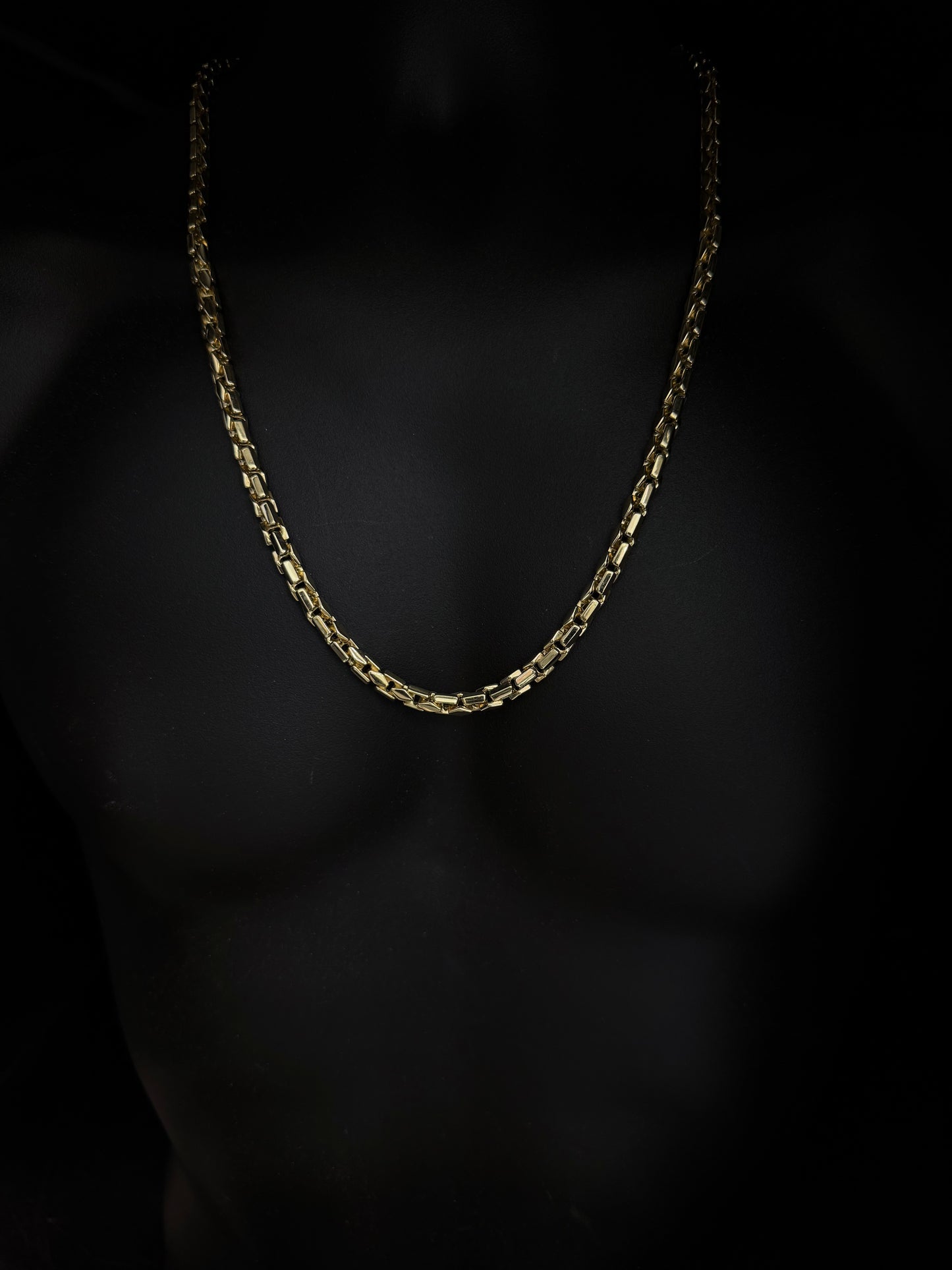 14K YELLOW GOLD BOX CHAIN 6.5mm 26 INCHES