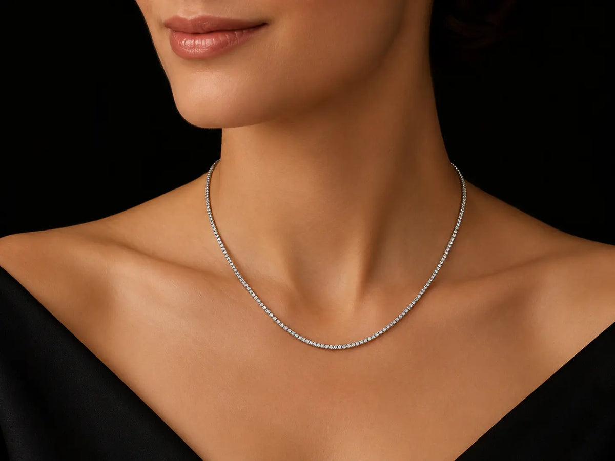 14K White Gold Lab-Grown Diamond Tennis Necklace Angelica Jewellers