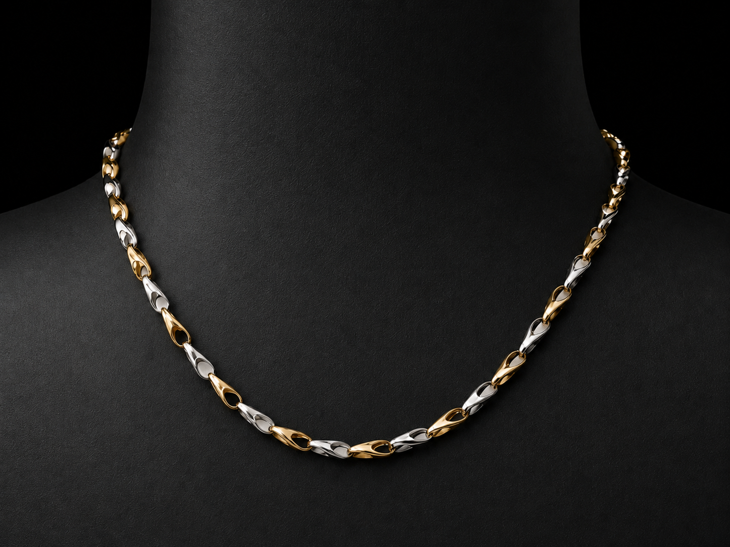 10K Two-Tone Gold Chain – 4mm, 16”, 9.25g