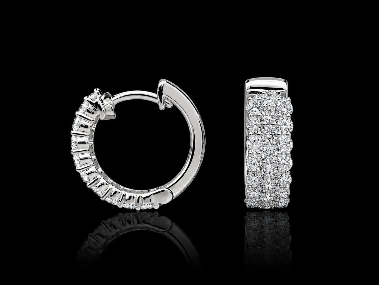 14K White Gold Lab Diamond Pavé Huggie Earrings – 1.40 CTW superbell