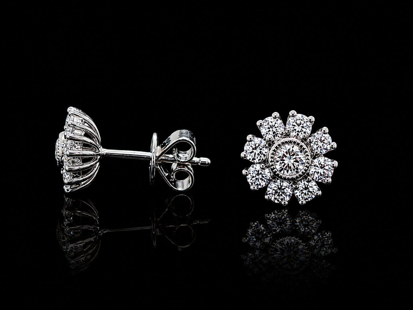 14K Yellow Gold Diamond Flower Stud Earrings – 0.34 CT Natural Diamonds (Copy) superbell