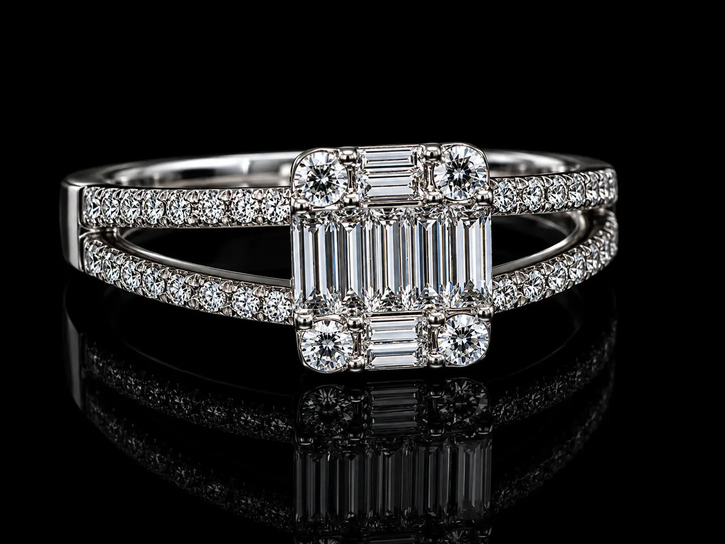 18K White Gold Natural Diamond Split Shank Engagement Ring – 0.60 CT Angelica Jewellers