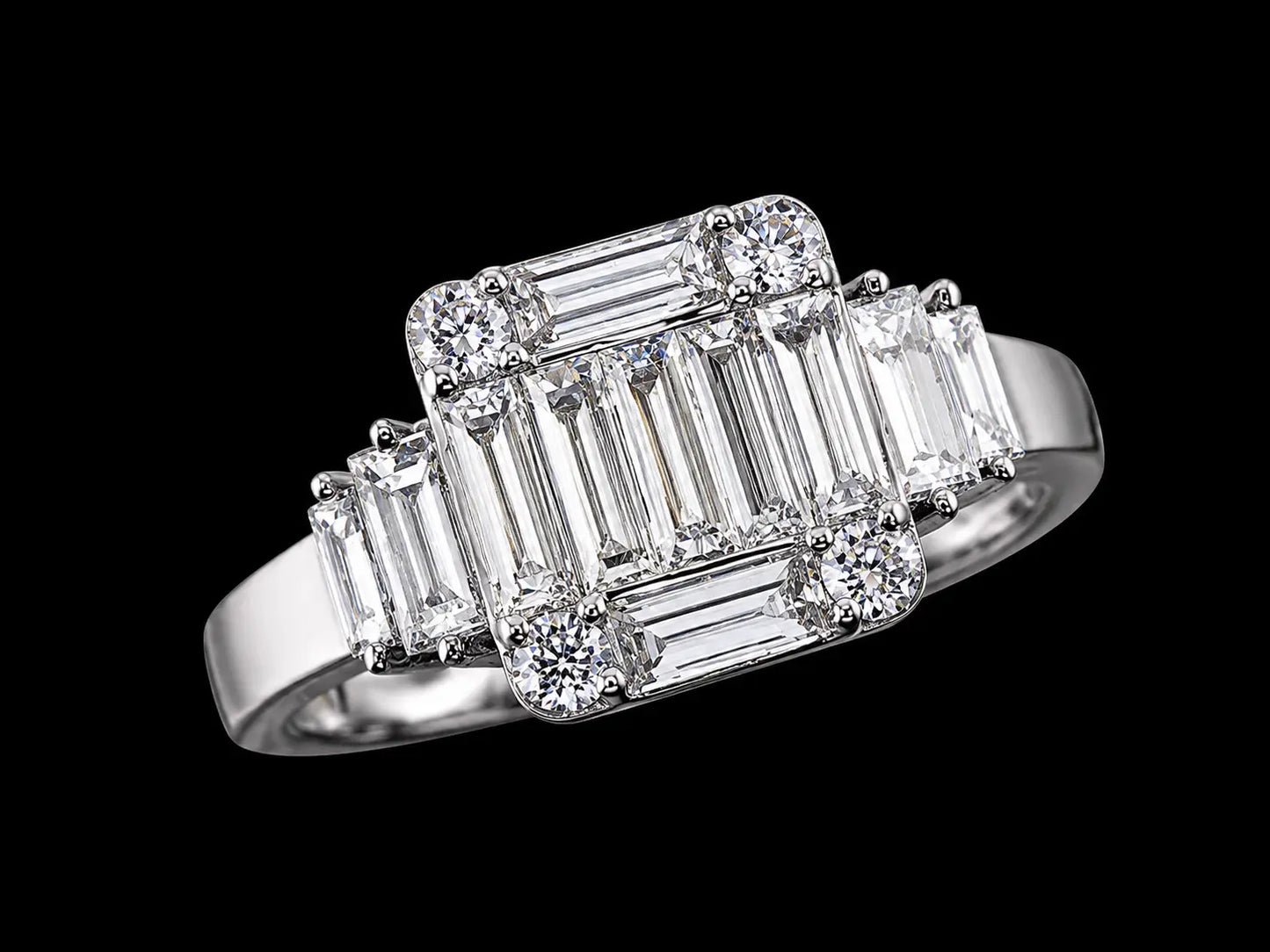 18K WHITE GOLD NATURAL DIAMOND TRILOGY ENGAGEMENT RING – 1.00 CT Angelica Jewellers