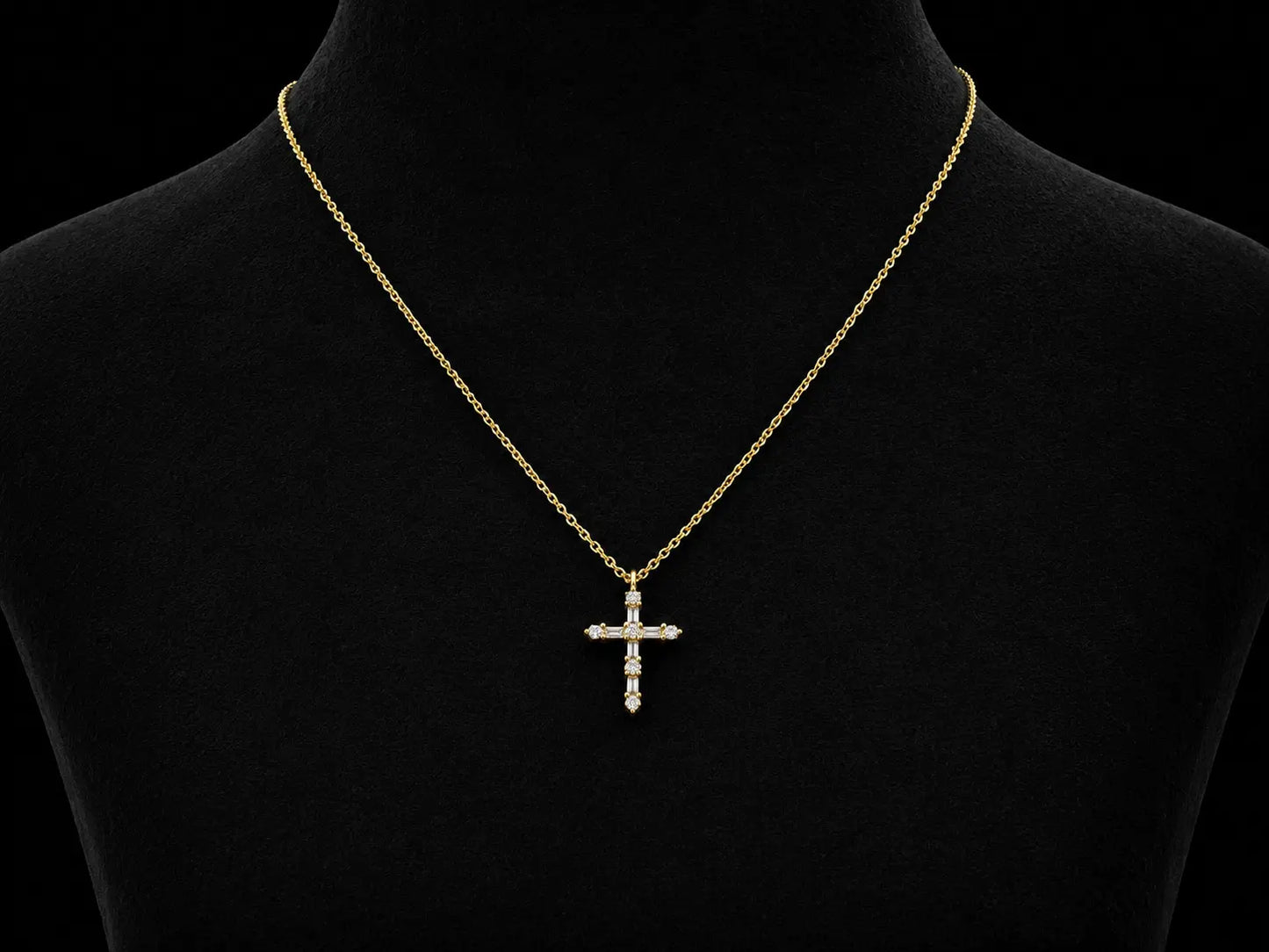 14K Yellow Gold Diamond Cross Necklace Angelica Jewellers