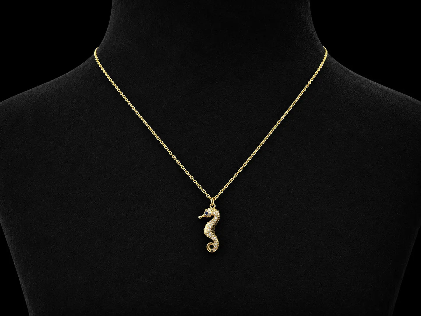 14K Yellow Gold Diamond Seahorse Necklace Angelica Jewellers