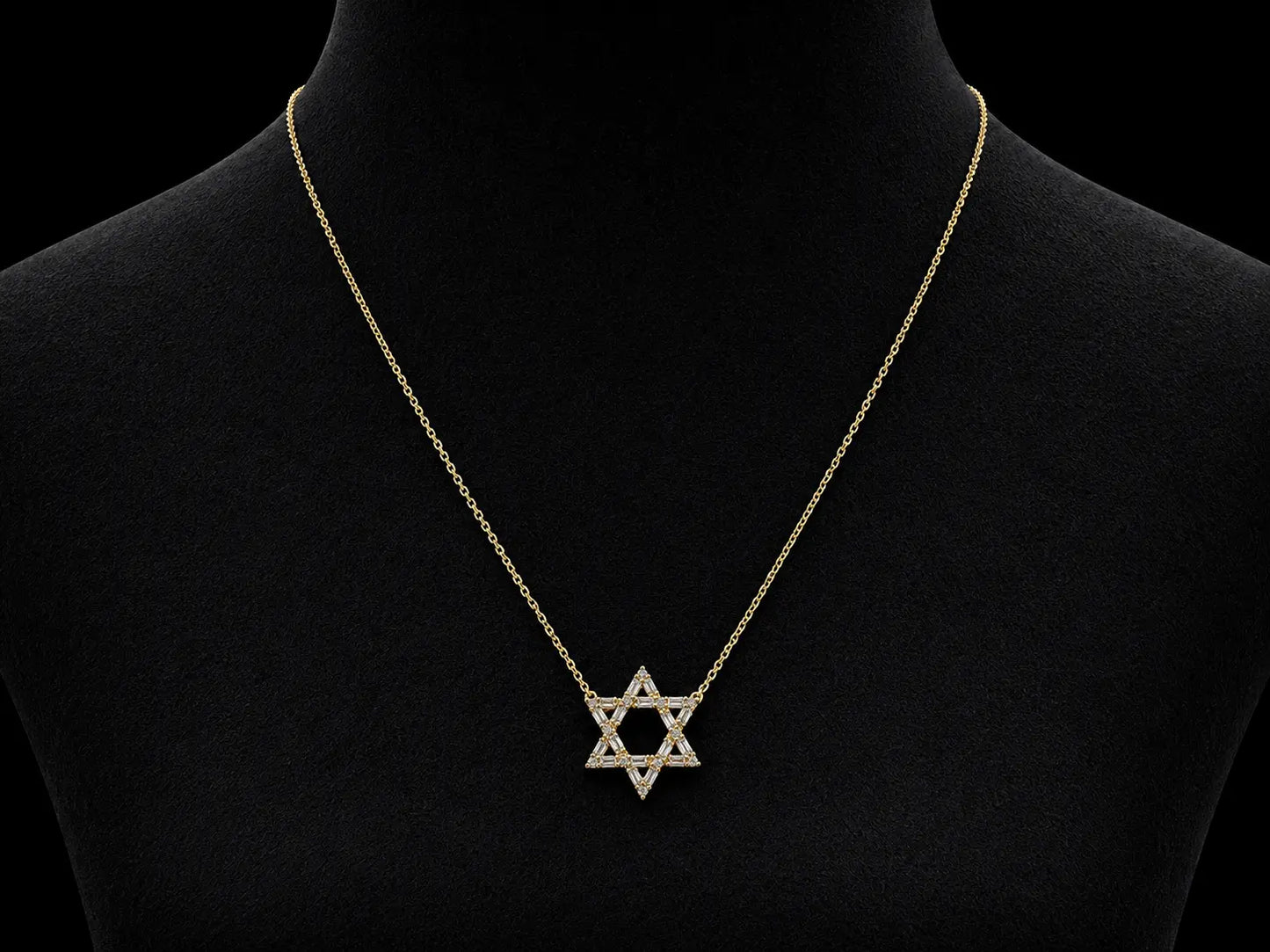 14K Yellow Gold Star of David Diamond Necklace – 0.30 CTW Natural Diamonds Angelica Jewellers