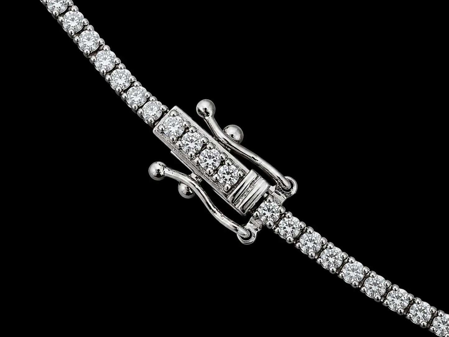 14K White Gold Natural Diamond Tennis Necklace – 3.50 CTW | VVS Clarity | D–F Color | 17" Angelica Jewellers