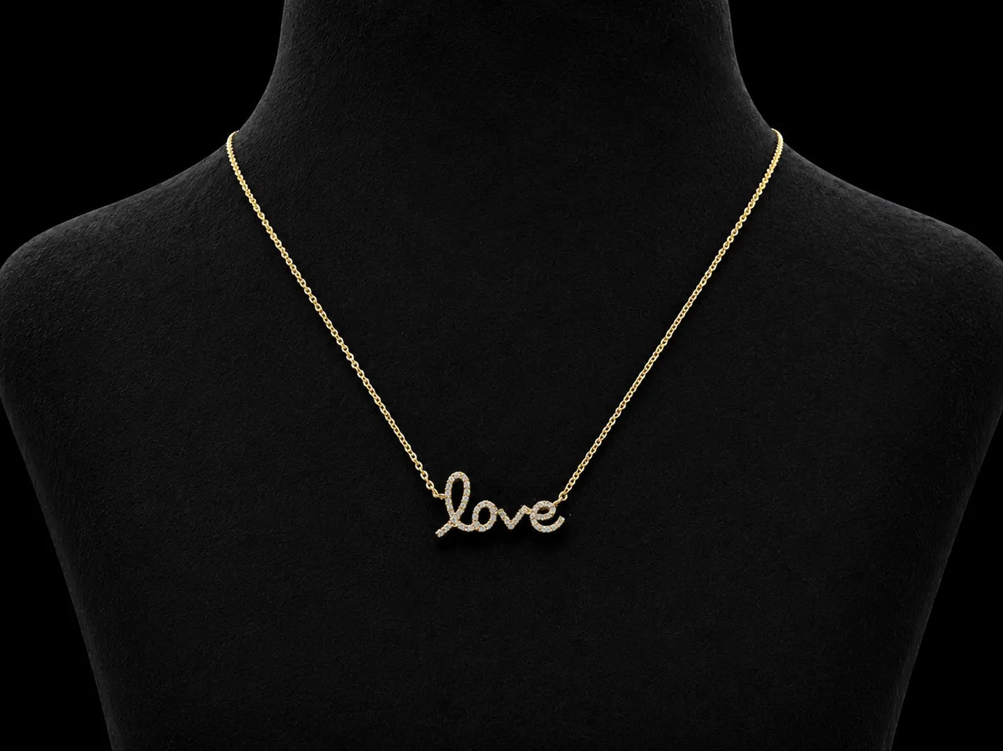 14K Yellow Gold Diamond "Love" Necklace Angelica Jewellers