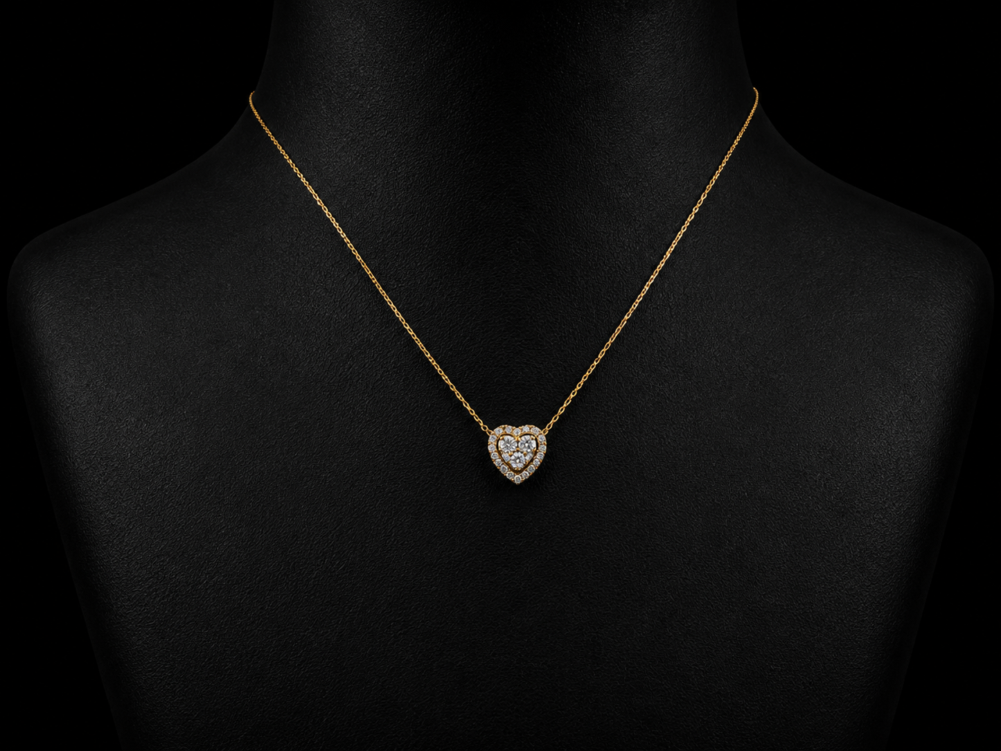 Title: 18K Yellow Gold Lab-Grown Diamond Trilogy Heart Necklace – 0.60 CT Angelica Jewellers