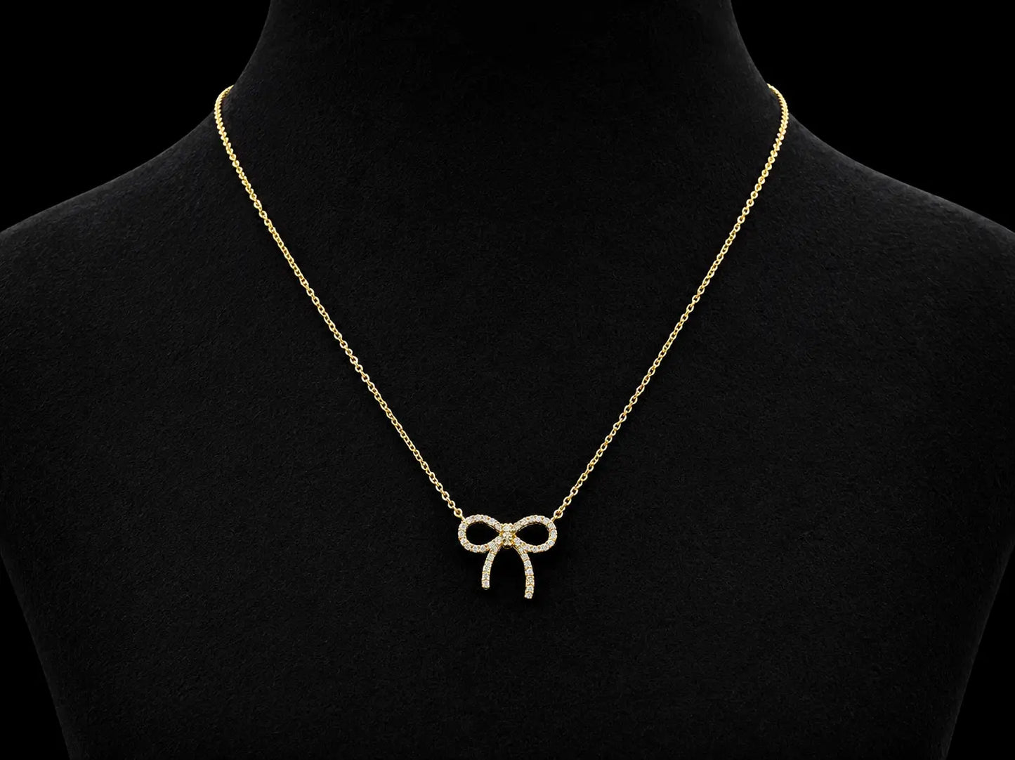 14K Yellow Gold Diamond Bow Necklace Angelica Jewellers