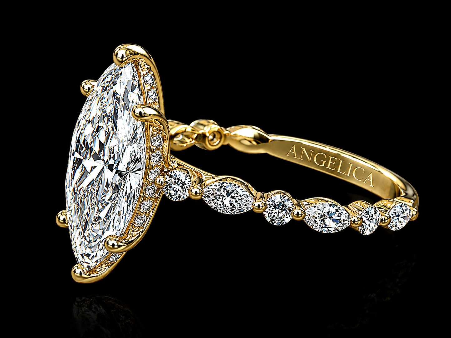 14K Yellow Gold Marquise Lab Diamond Engagement Ring – 2.99 CTW (Copy) Angelica Jewellers