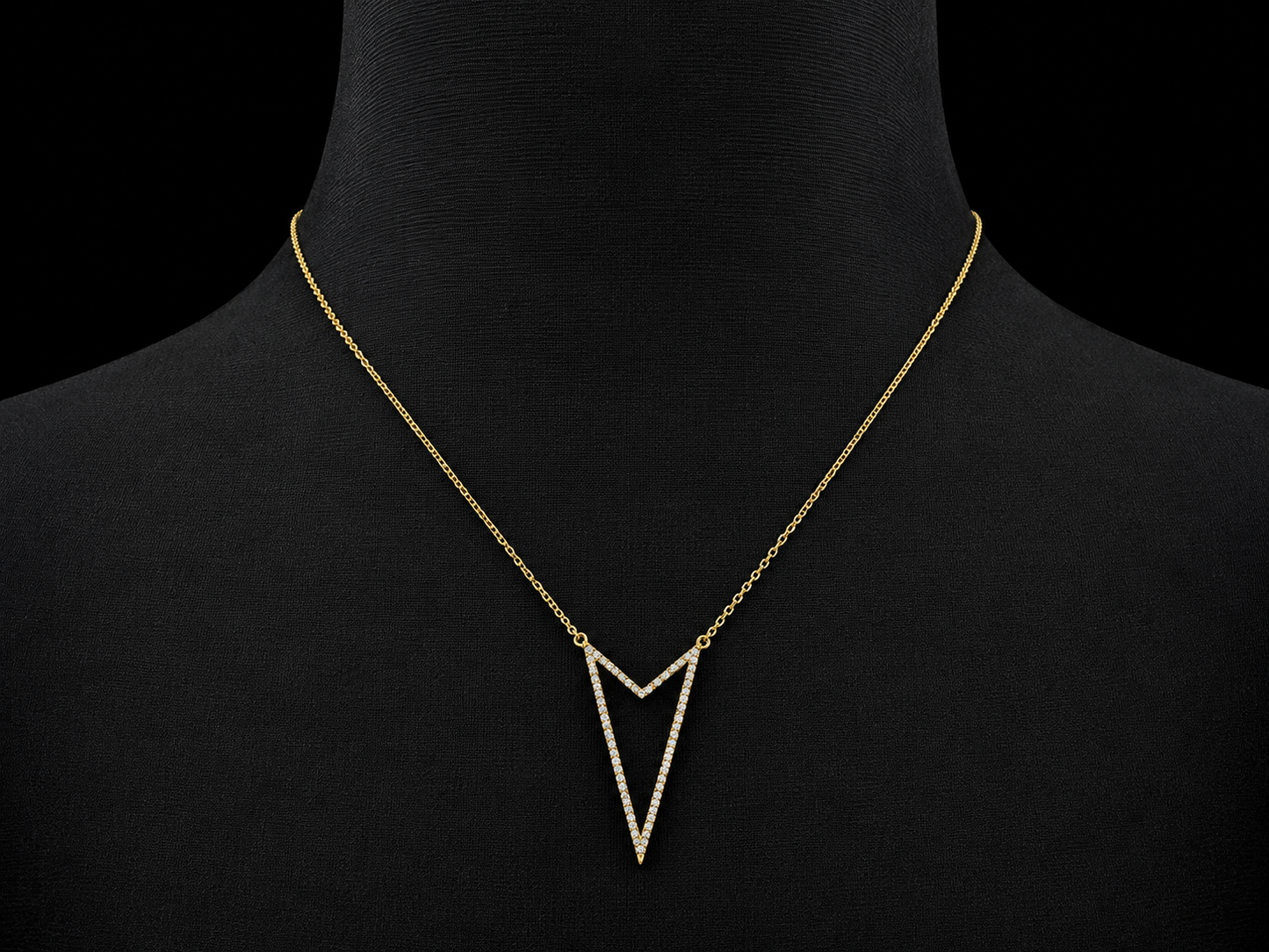 14K Yellow Gold Diamond Chevron Pendant Necklace – 0.22 CTW Natural Diamonds | SI Clarity, G-H Color Angelica Jewellers