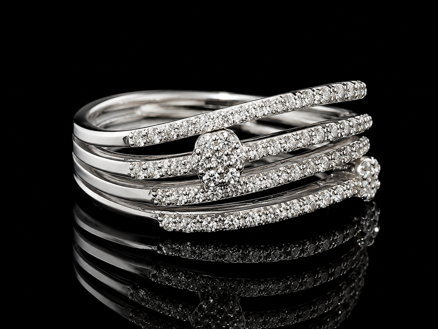 18K White Gold Diamond Butterfly Ring