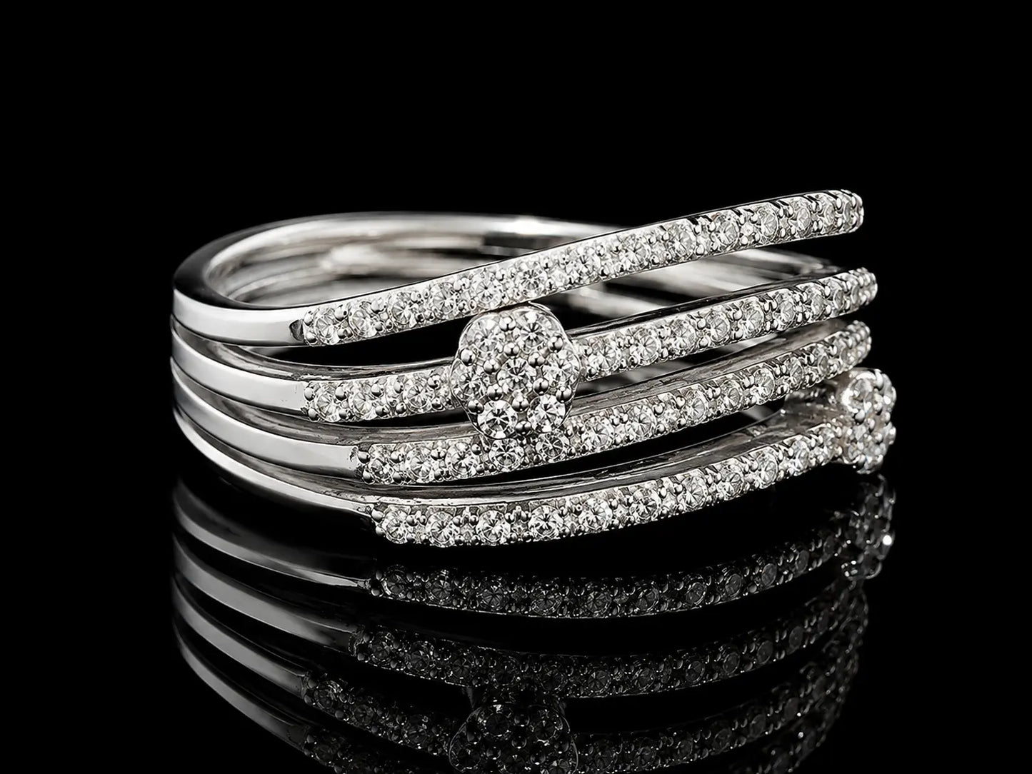 18K White Gold Diamond Butterfly Ring Angelica Jewellers