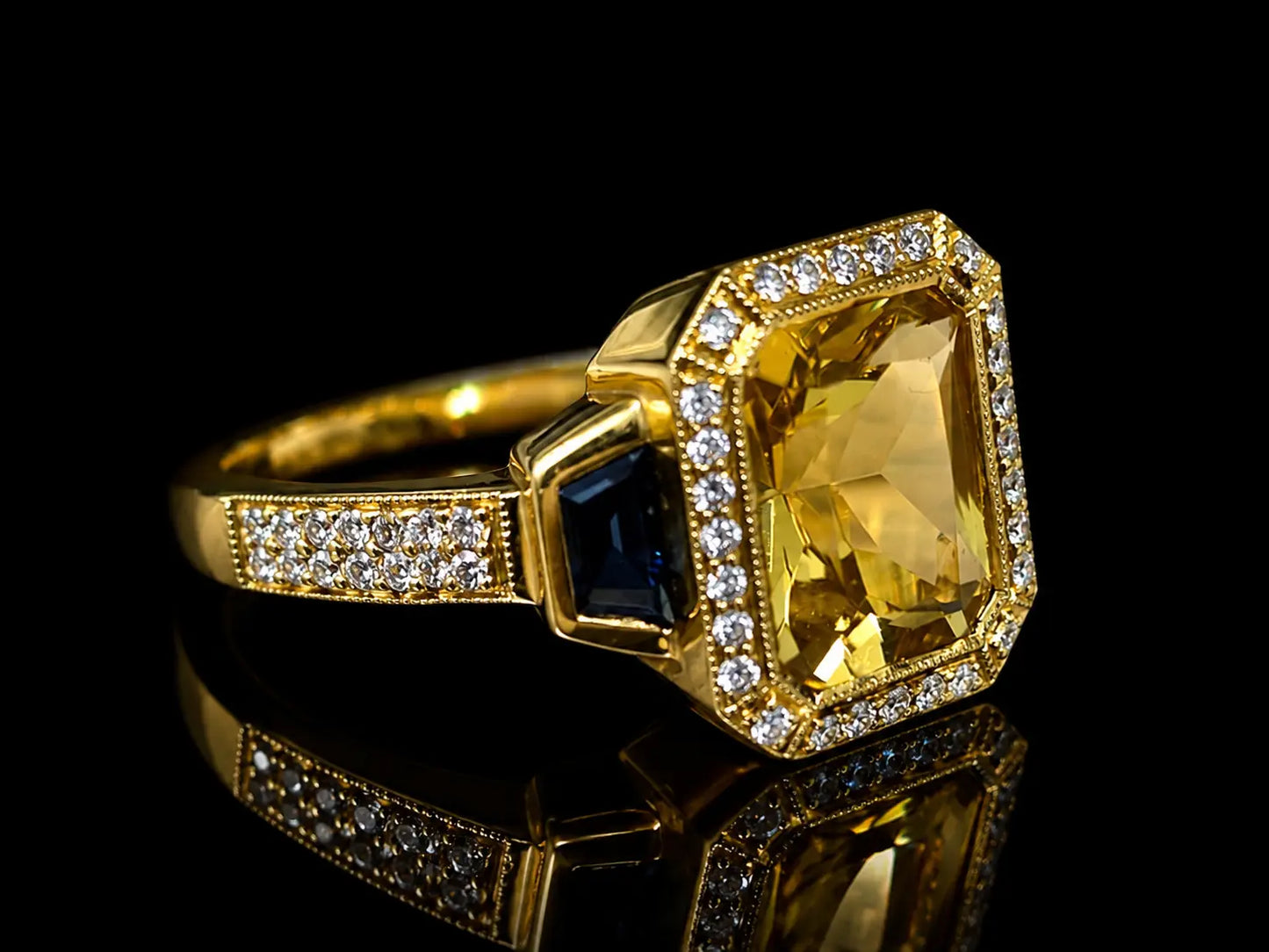 18K Yellow Gold Yellow Sapphire Trinity Engagement Ring Angelica Jewellers