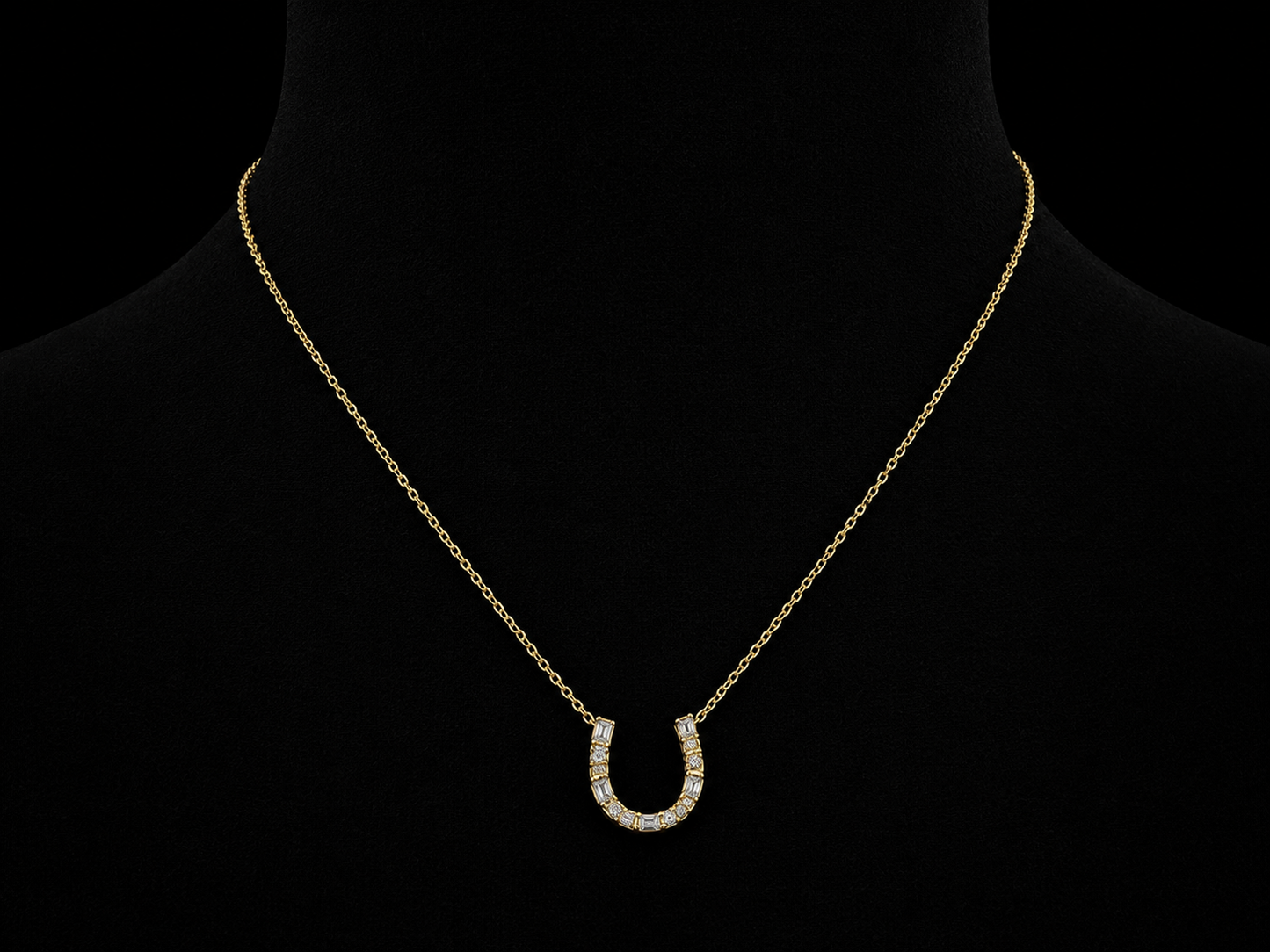 14K Yellow Gold Horseshoe Diamond Necklace – 0.10 CTW Natural Diamonds | SI Clarity, G-H Color Angelica Jewellers