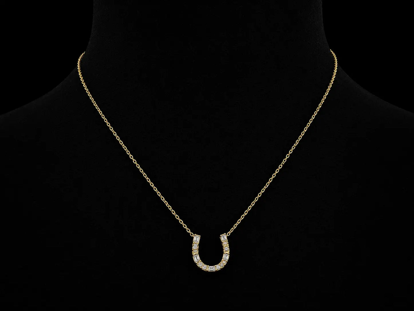14K Yellow Gold Horseshoe Diamond Necklace – 0.10 CTW Natural Diamonds | SI Clarity, G-H Color Angelica Jewellers