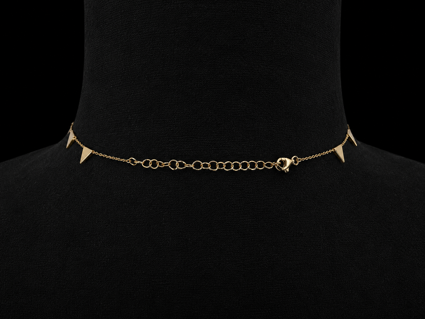 14K Yellow Gold Diamond Triangle Choker Necklace – 0.42 CTW SI G-H Diamonds | Adjustable 12–14 Inches Angelica Jewellers