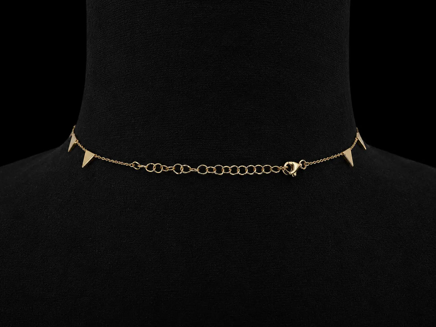 14K Yellow Gold Diamond Triangle Choker Necklace – 0.42 CTW SI G-H Diamonds | Adjustable 12–14 Inches Angelica Jewellers