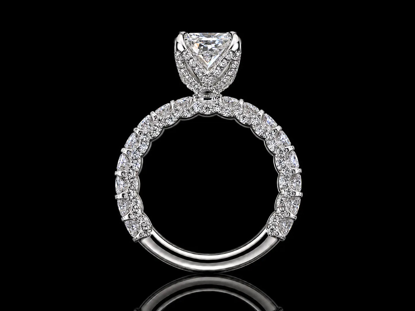 14K White Gold 5.85 CTW Elongated Radiant Lab-Grown Diamond Engagement Ring | IGI Certified Center Angelica Jewellers