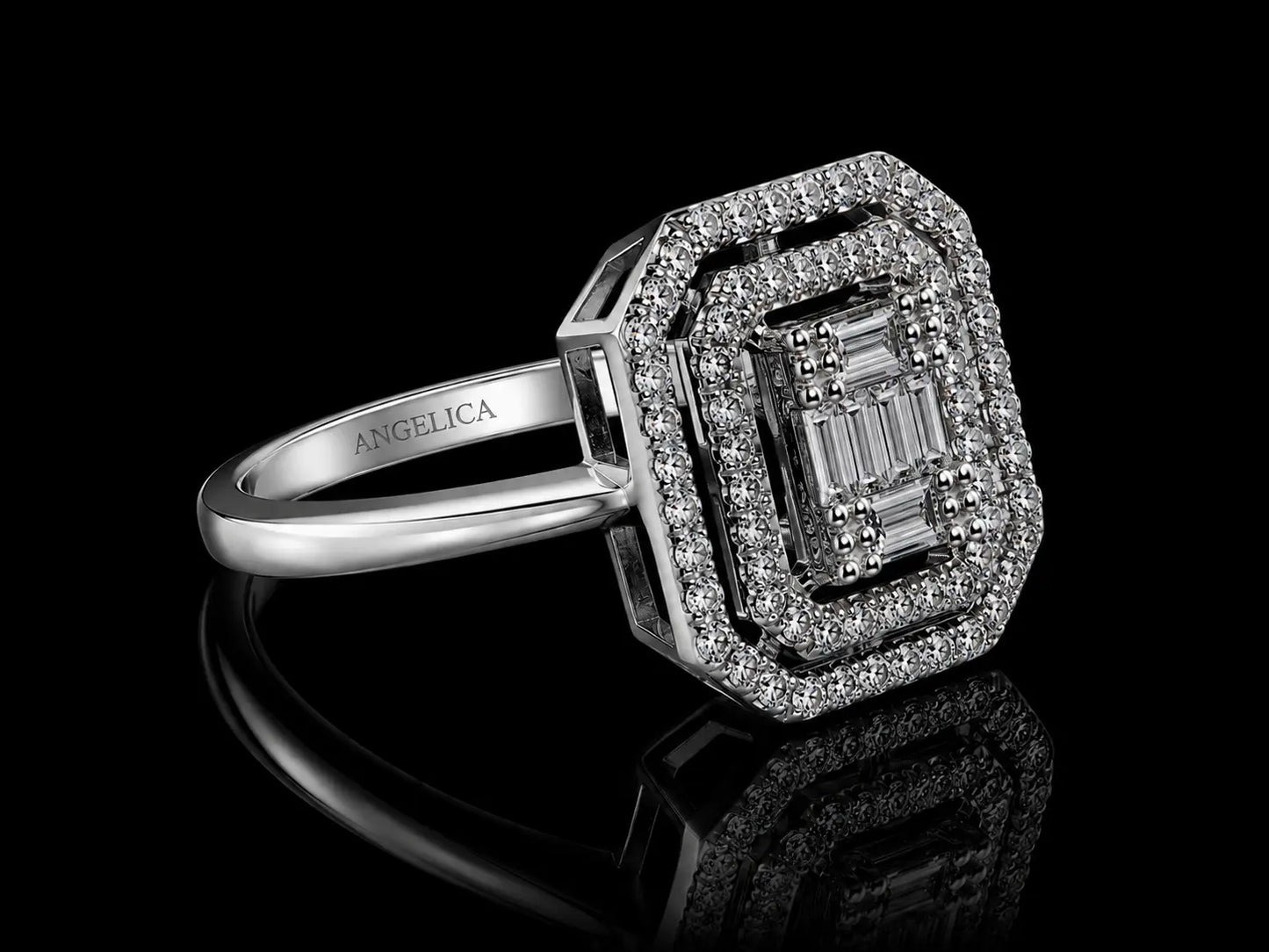 14K White Gold Diamond Halo Ring – 0.40 CT Natural Diamonds Angelica Jewellers