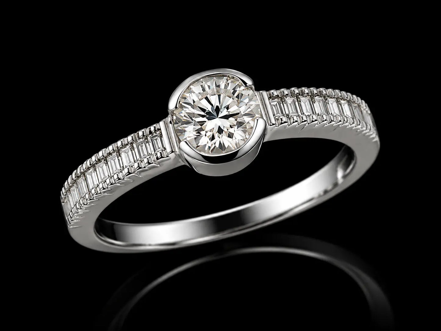 18K White Gold Bezel-Set Diamond Ring Angelica Jewellers