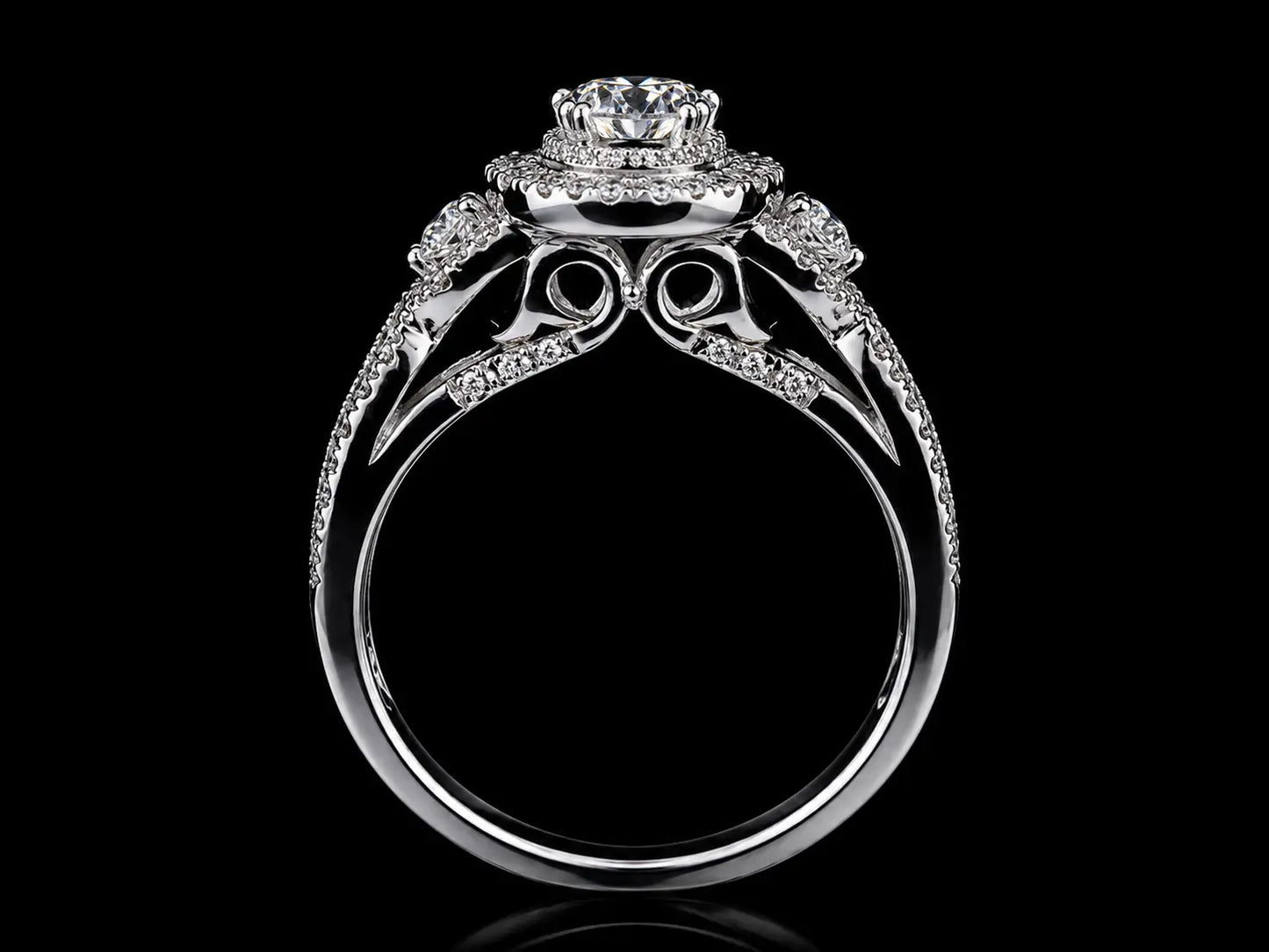 14K White Gold Diamond Halo Engagement Ring – 1.00 CTW Angelica Jewellers