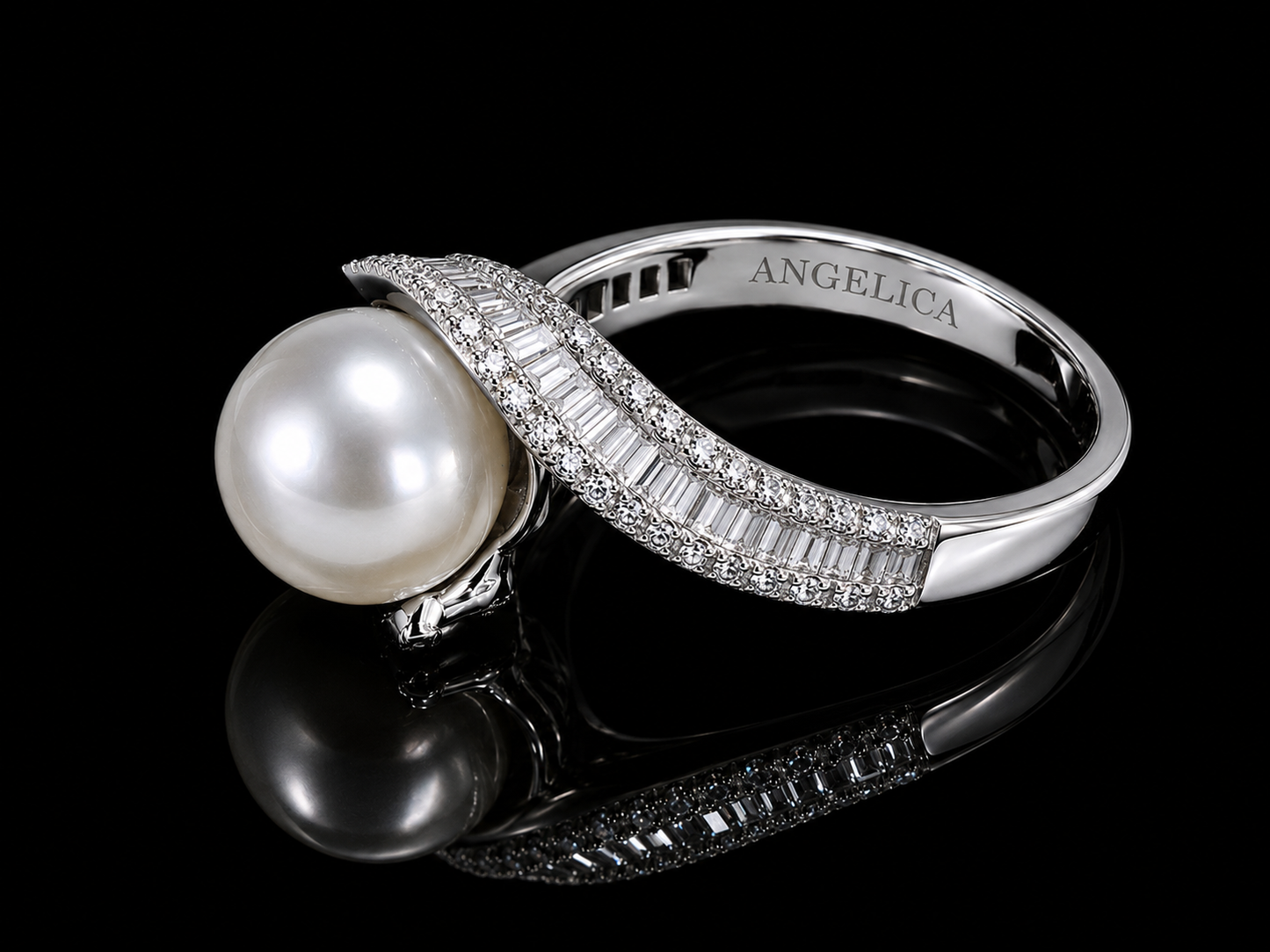 18K Yellow Gold South Sea Pearl & Diamond Ring – 9.5–10mm White Pearl | 0.30 CT Natural Diamonds (Copy) Angelica Jewellers
