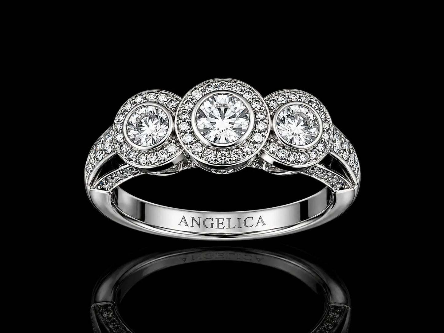 18K White Gold Vintage Trilogy Diamond Ring – 0.85 CT VS F-G Natural Diamonds Angelica Jewellers