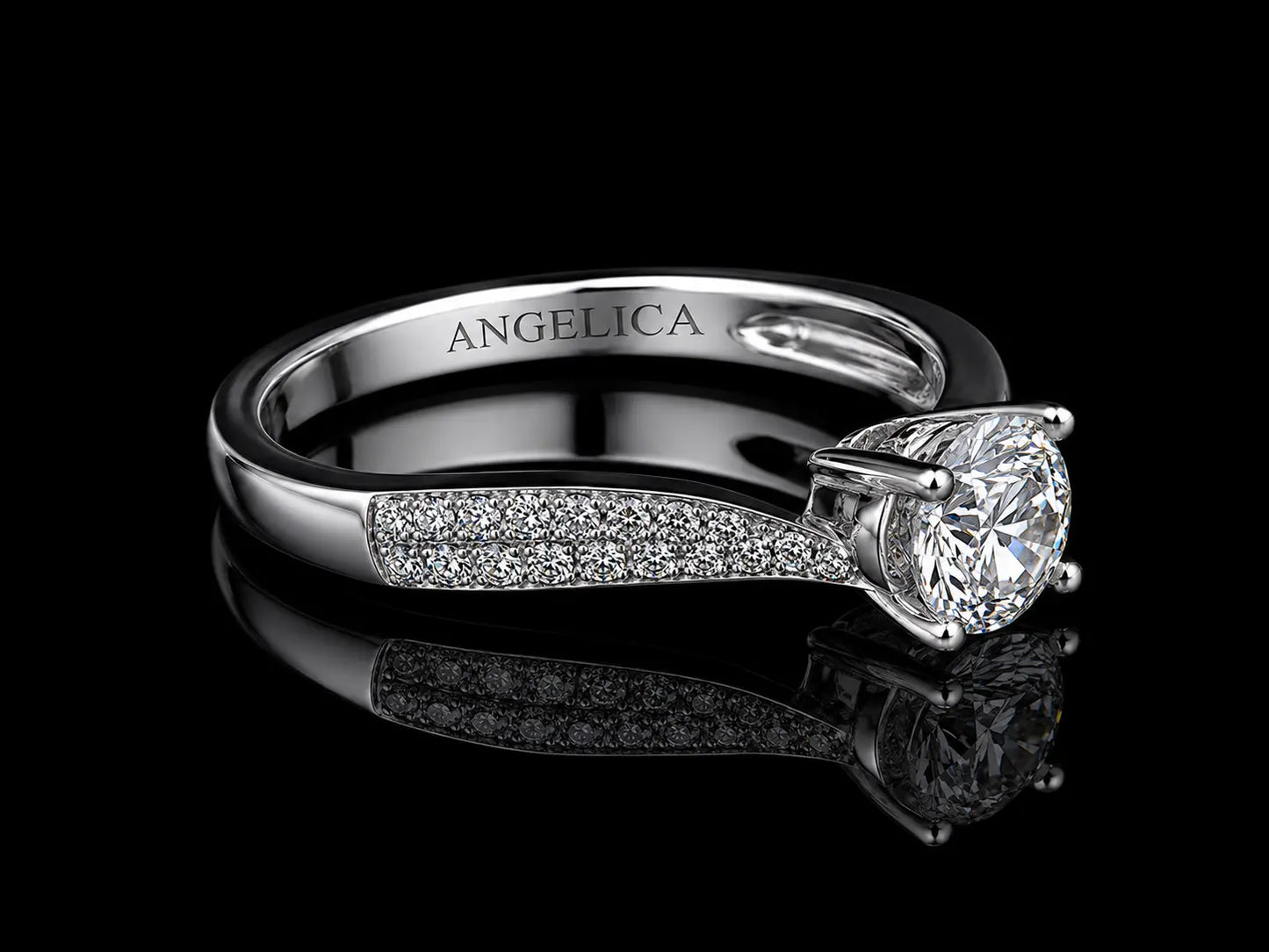 18K White Gold Twisted Diamond Engagement Ring – 0.82 CTW Natural Diamonds Angelica Jewellers
